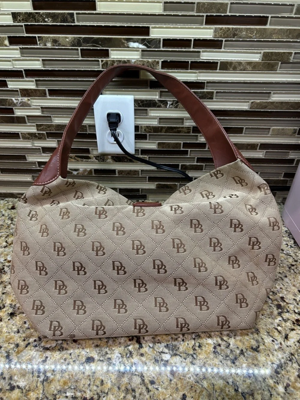 Dooney and Bourke Brown Monogram Hobo Shoulder Bag -